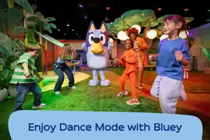 Dance with Bluey herself at Bluey's Backyard at CAMP