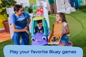 Play your favorite Bluey games: Children playing with CAMP Counselor in Bluey's Backyard